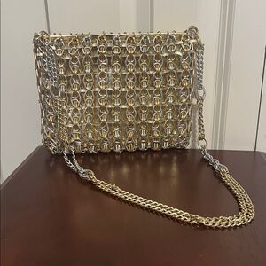 Walborg Vintage 60s Chain Link Mail Gold Silver Mixed Metal Bag Purse
